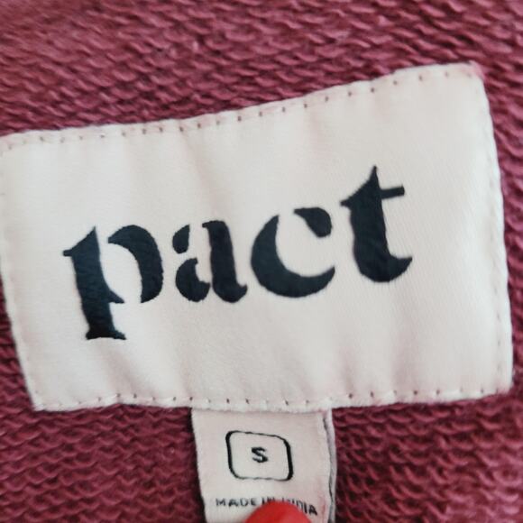 Pact Hoodie Womens Small Red Organic Cotton V Neck Cropped Kangaroo Pocket - Picture 7 of 10